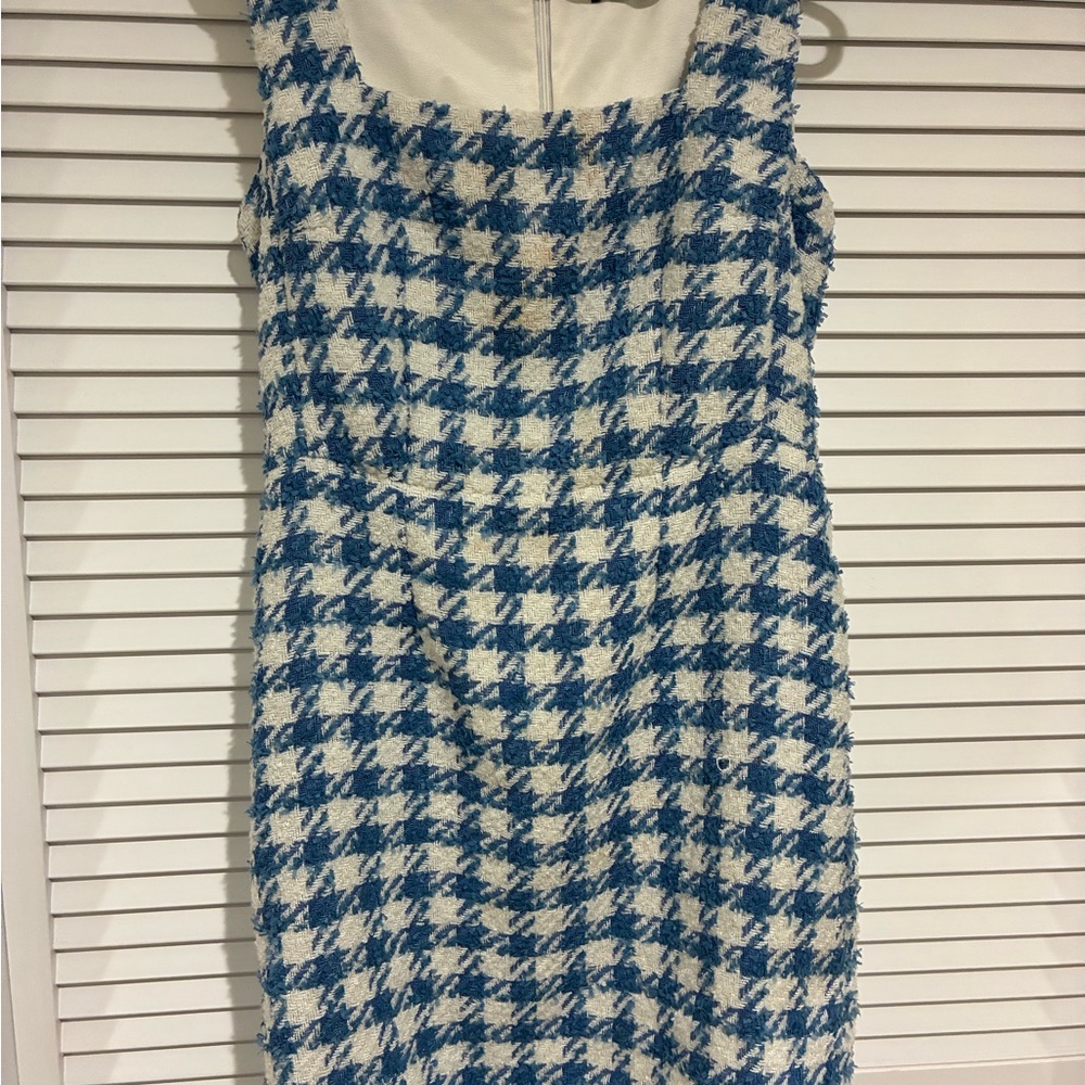 Ann Taylor Blue and White Checkered Mini Dress